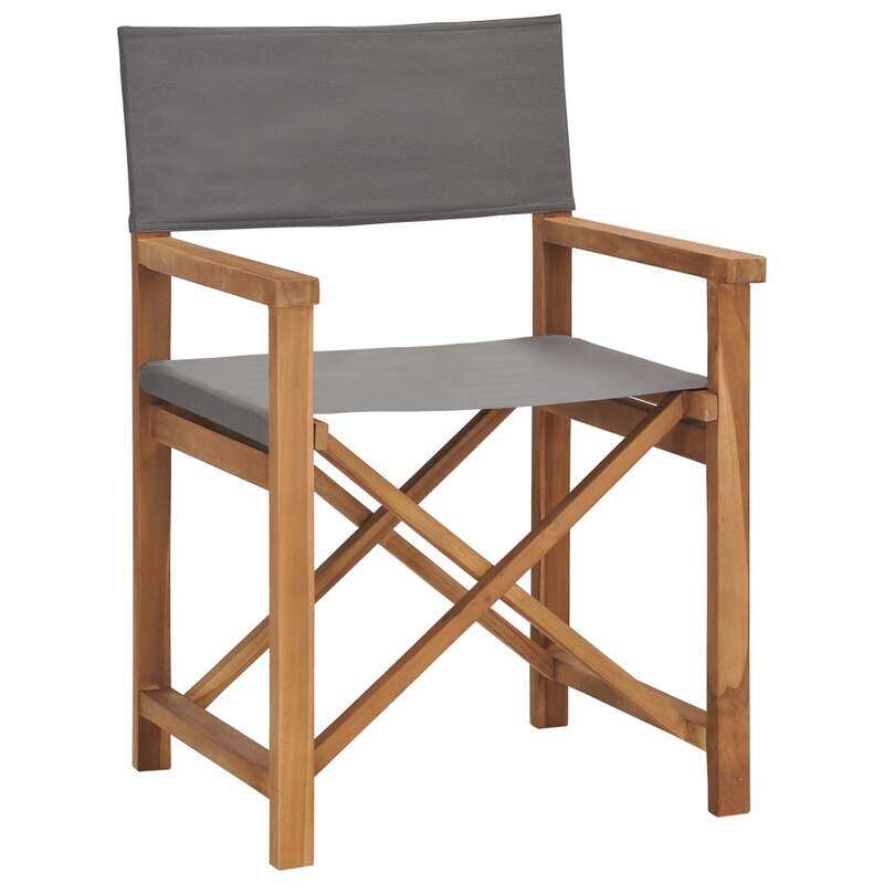 

vidaXL Director's Chair Solid Teak Wood Grey
