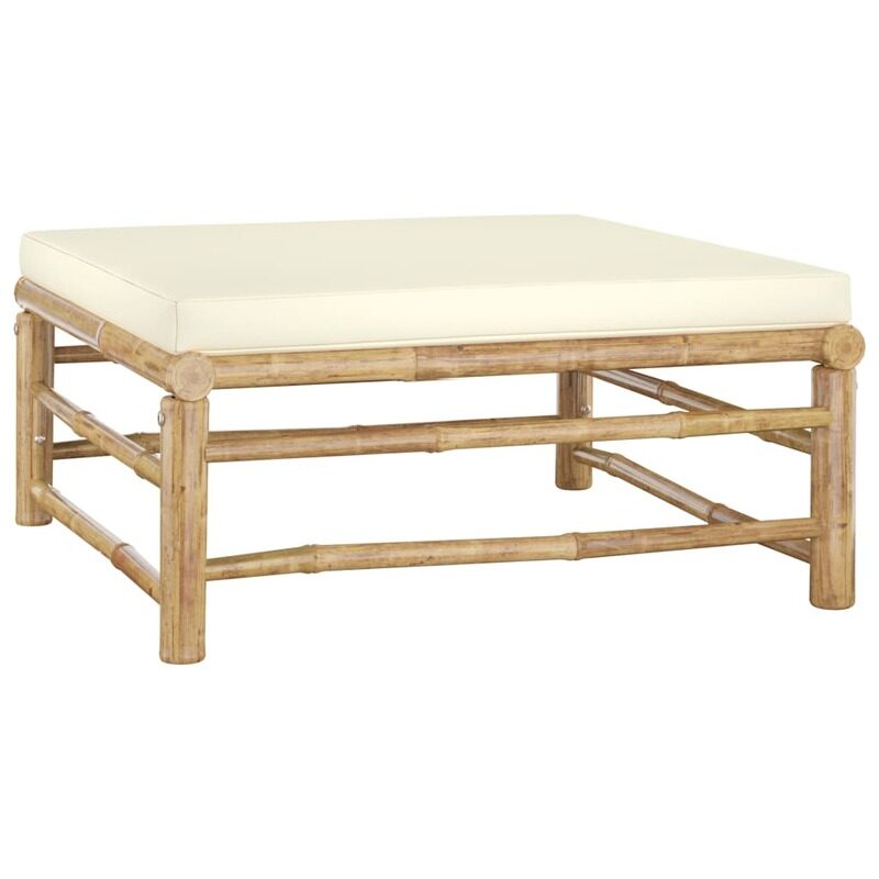 

vidaXL Garden Footrest with Cream White Cushion Bamboo