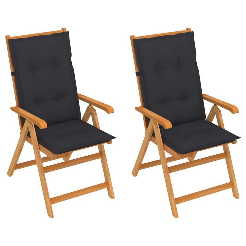 

vidaXL Garden Chairs 2 pcs with Anthracite Cushions Solid Teak Wood