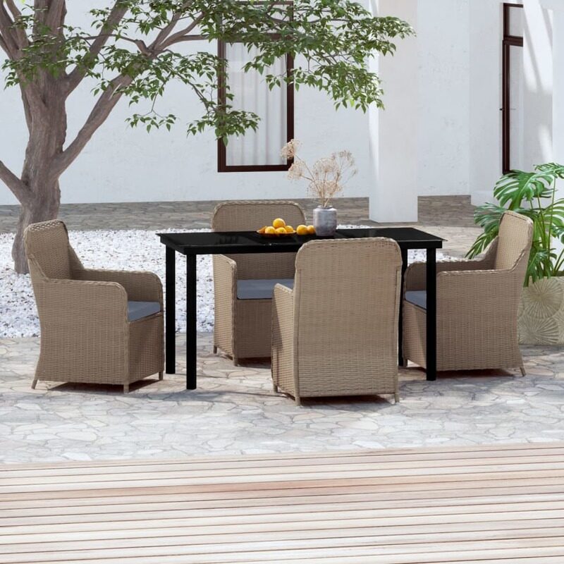 

vidaXL 5 Piece Garden Dining Set with Cushions Brown