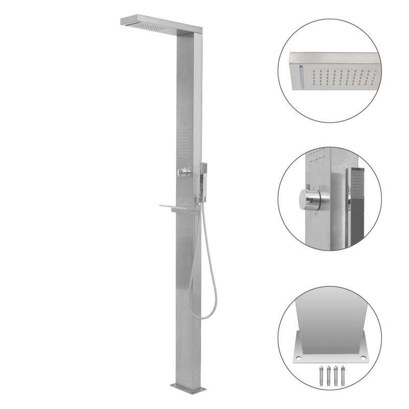 vidaXL Outdoor Shower Stainless Steel Square