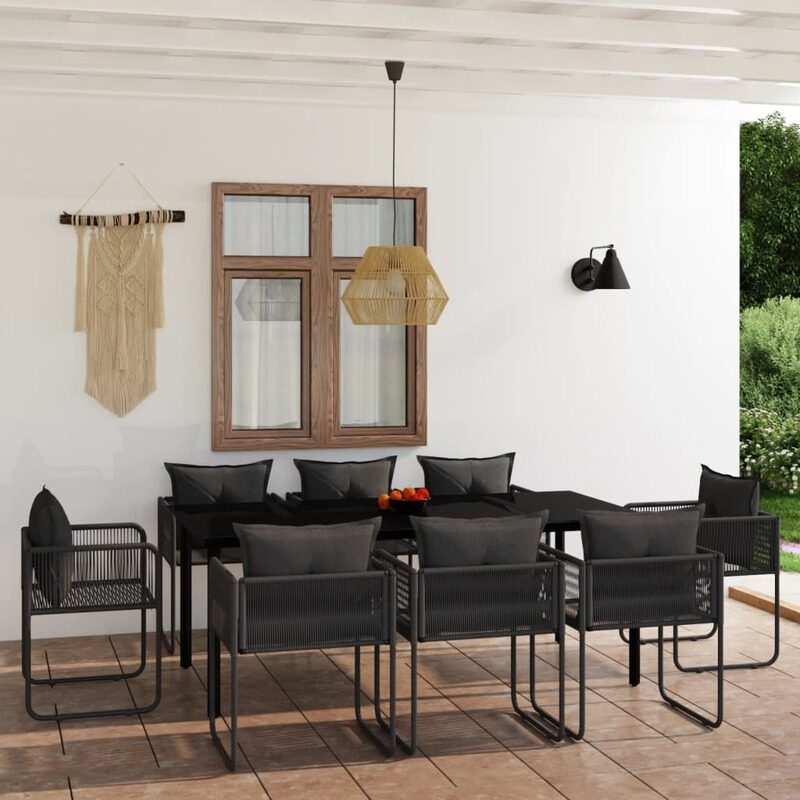 

vidaXL 9 Piece Garden Dining Set Black