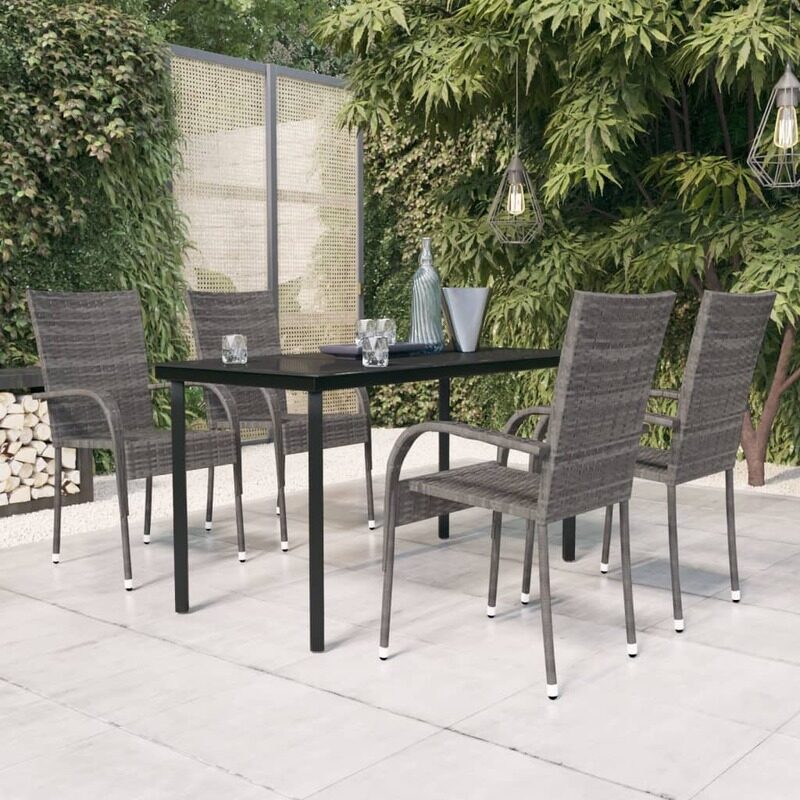 

vidaXL 5 Piece Garden Dining Set Grey and Black