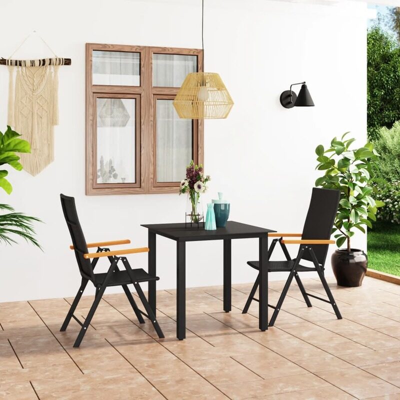 

vidaXL 3 Piece Garden Dining Set Black and Brown