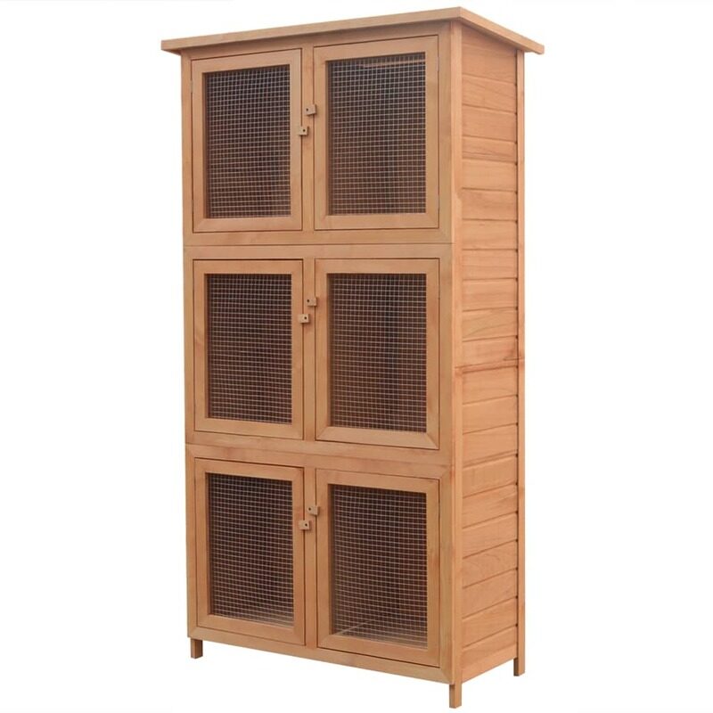 vidaXL Animal Rabbit Cage 6 Rooms Wood