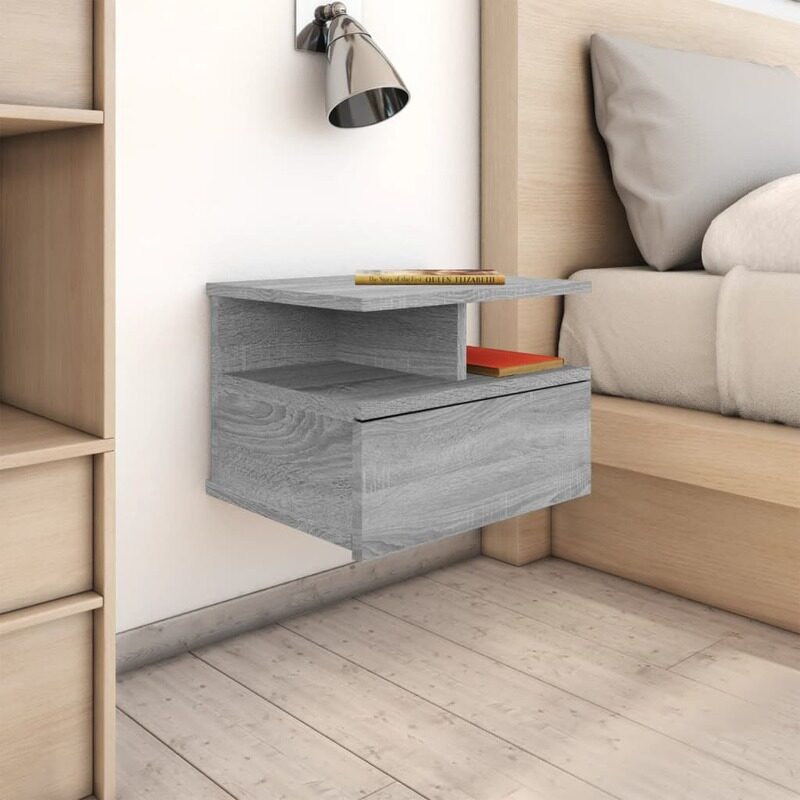 

vidaXL Floating Nightstand 2 pcs Grey Sonoma 40x31x27 cm Engineered Wood