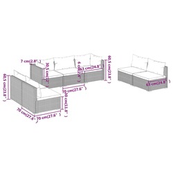 vidaXL 7 Piece Garden Lounge Set with Cushions Poly Rattan Grey