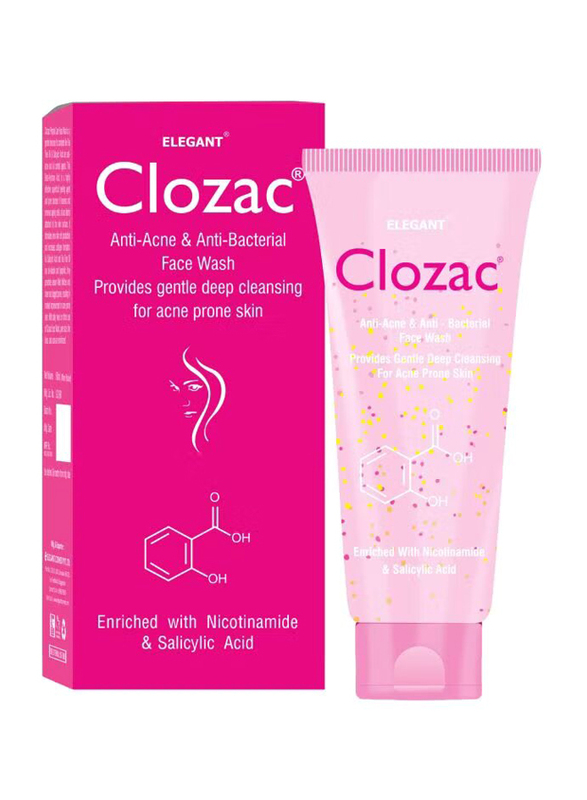 Elegant Clozac Anti-Acne and Anti-Bacterial Face Wash, 60ml