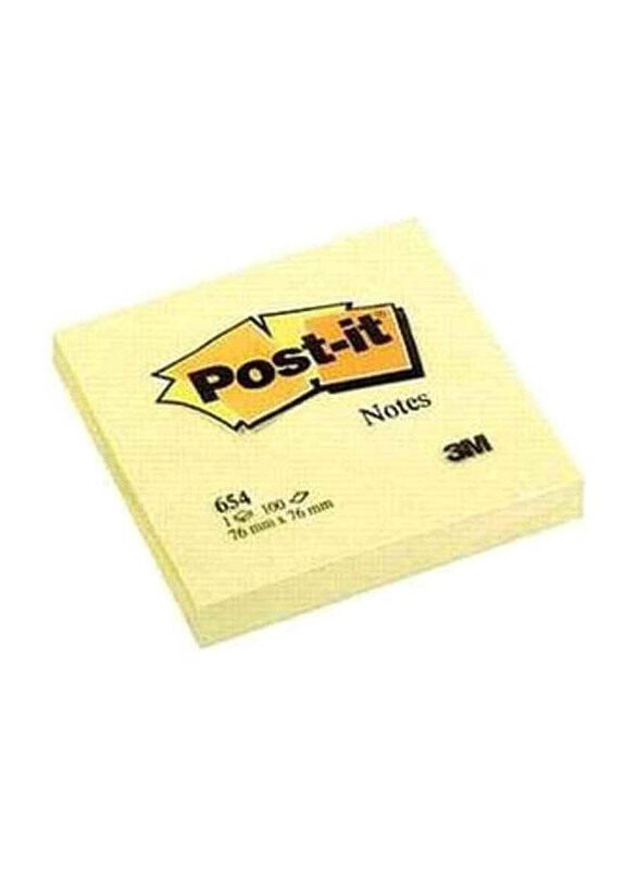 

3M Post-It Pad 654 Sticky Note, 3 x 3 inch, 100 Sheets, Yellow