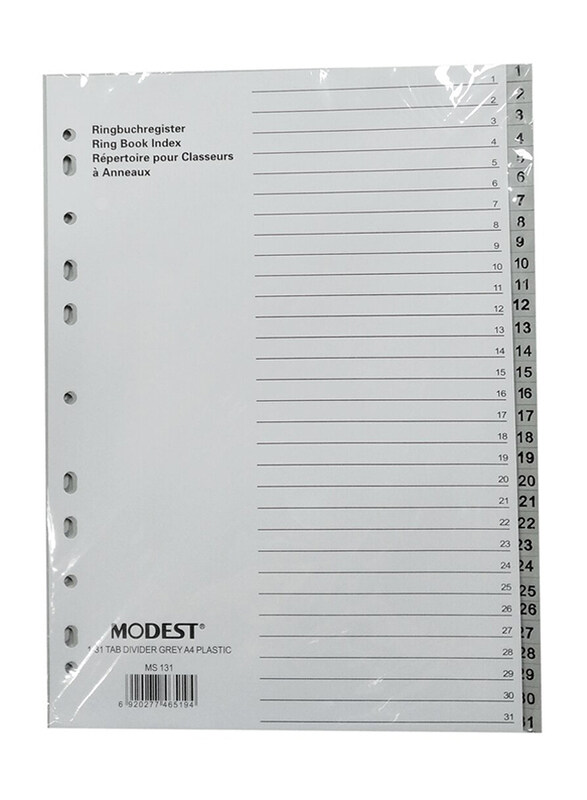 

Modest Paper Divider A4 1-31 Color with Number Set, Grey