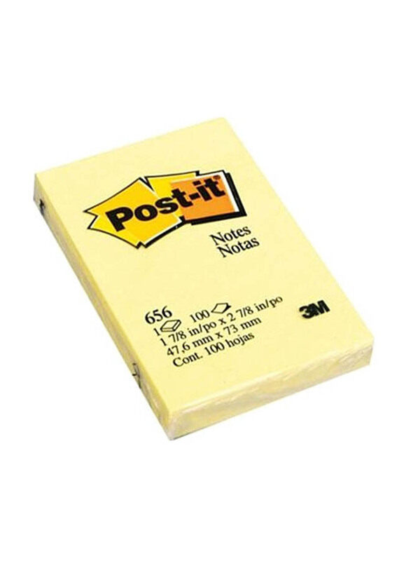 

3M Post-It Pad 656 Sticky Notes, 2 x 3 inch, 100 Sheets, Yellow