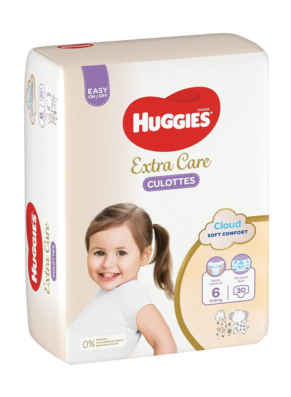 

Huggies Extra Care Culottes Diaper Pants, Size 6, 15-25 Kg, 30 Count