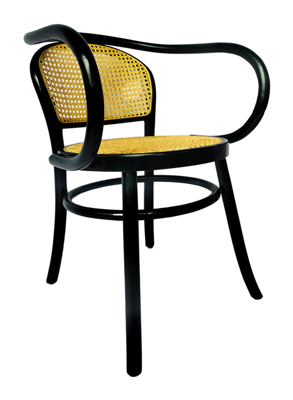 

Generic 100% Pure Solid Teak & Natural Rattan Webbing/Wicker/Cane Vintage Low Chair, Black/Yellow