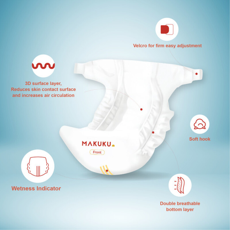 MAKUKU Air Diapers Slim Pants, Size 4, Large 9-14 kg, Mega Box, 204 Count