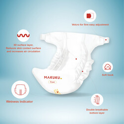 MAKUKU Air Diapers Slim Tape, Size 3, Medium 6-11 kg, JIMBO PACK, 108 Count
