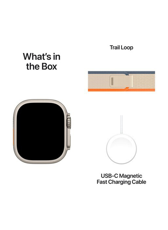 Apple Ultra 2 LTE 49mm Smartwatch, GPS + Cellular, Titanium Case with Medium/Large Beige Trail Loop