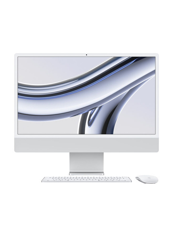 Apple iMac Desktop Computer, 24-Inch 4.5K Retina Display, Apple M1 Chip 8 Core GPU, 8GB RAM, 256GB SSD, Arabic Keyboard, Silver