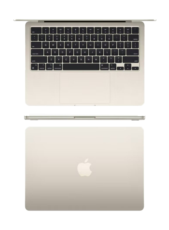 Apple MacBook Air Laptop, 13.6" Liquid Retina Display, Apple M2 Chip 8-Core CPU, 256GB SSD, 8GB RAM, Intel UHD 8-Core Graphics, EN/AR-KB, macOS, MLY13AB/A, Starlight, Middle East Version