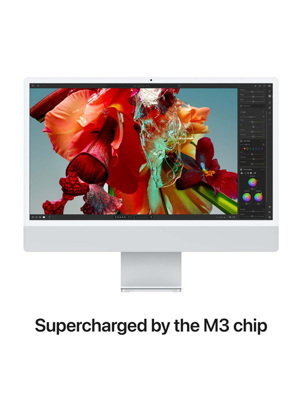 Apple iMac Desktop Computer, 24-Inch 4.5K Retina Display, Apple M1 Chip 8 Core GPU, 8GB RAM, 256GB SSD, Arabic Keyboard, Silver