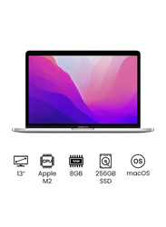 Apple MacBook Pro Laptop, 13" Liquid Retina Display, Apple M2 Chip 8-Core CPU, 256GB SSD, 8GB RAM, 10-Core Integrated Graphics, EN/AR-KB, macOS, MNEP3AB/A, Silver, Middle East Version