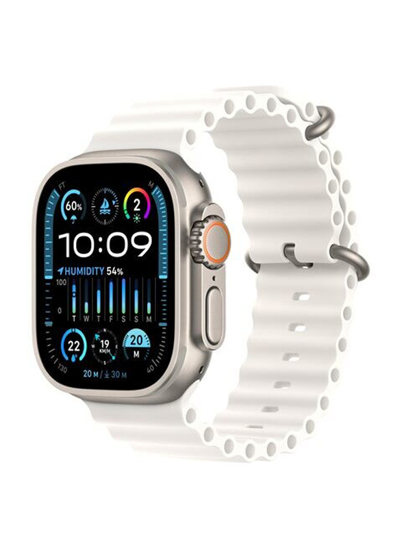 Apple Ultra 2 LTE 49mm Smartwatch, GPS + Cellular, Titanium Case with White Ocean Band