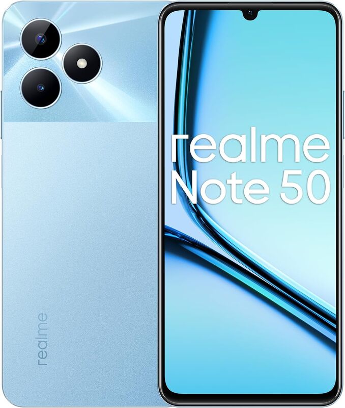 Realme Note 50 ثنائي الشريحة، ذاكرة تخزين داخلية 64 جيجابايت + ذاكرة وصول عشوائي 3 جيجابايت (GSM فقط) هاتف ذكي 4G/LTE (أزرق سماوي) - إصدار الشرق الأوسط