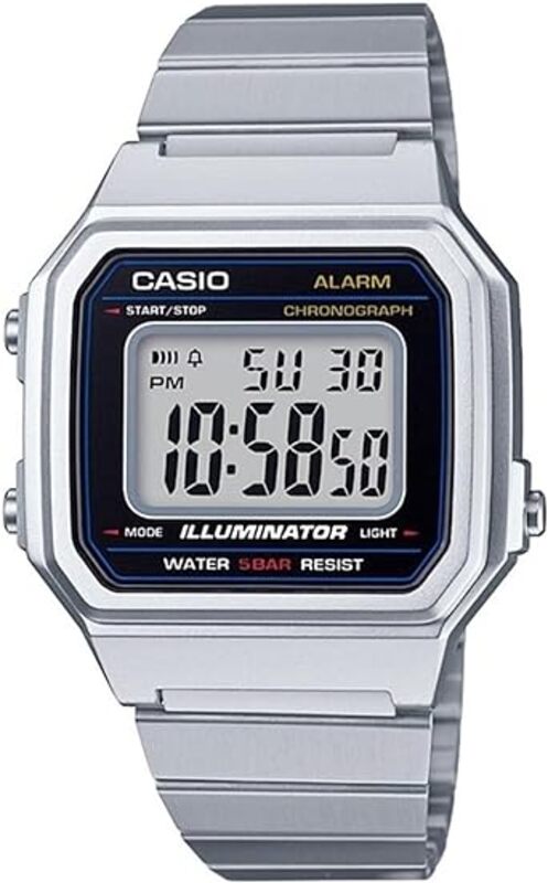 ساعة يد رقمية من كاسيو ستانلس ستيل B650WD-1ADF - 43 ملم - فضي