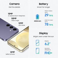 SAMSUNG Galaxy S24, AI Phone, 128GB Storage, Amber Yellow, 8GB RAM, Android Smartphone, 50MP Camera, Long Battery Life (UAE Version)