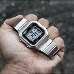 ساعة يد رقمية من كاسيو ستانلس ستيل B650WD-1ADF - 43 ملم - فضي