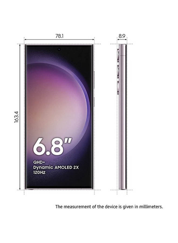 Samsung Galaxy S23 Ultra 256GB Lavender, 12GB RAM, 5G, Dual SIM Smartphone (Middle East Version)