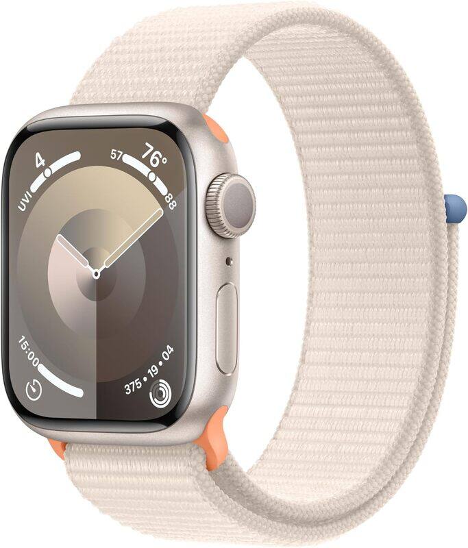 

Apple Watch Series 9 GPS 41mm Smartwatch with Starlight Aluminum Case with Starlight Sport Loop One Size. Fitness Tracker, ECG Apps, Always-On Retina