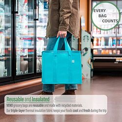 Veno Bag 2-Piece Insulated Reusable Grocery Bag, Cyan