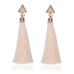 Dmfes Bohemian Crystal Long Tassel Earrings for Women, Pink
