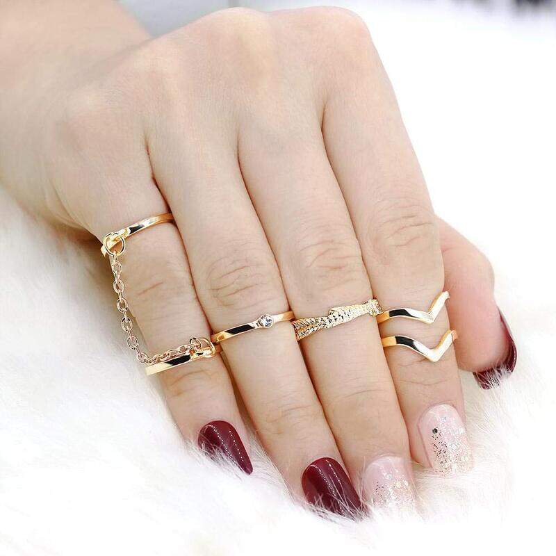 Retro Flower Knuckle Rings for Women, Gold