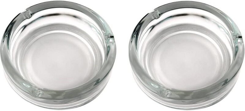 Round a Clock Elegant Round Glass Ashtray, 2 Pieces, Clear