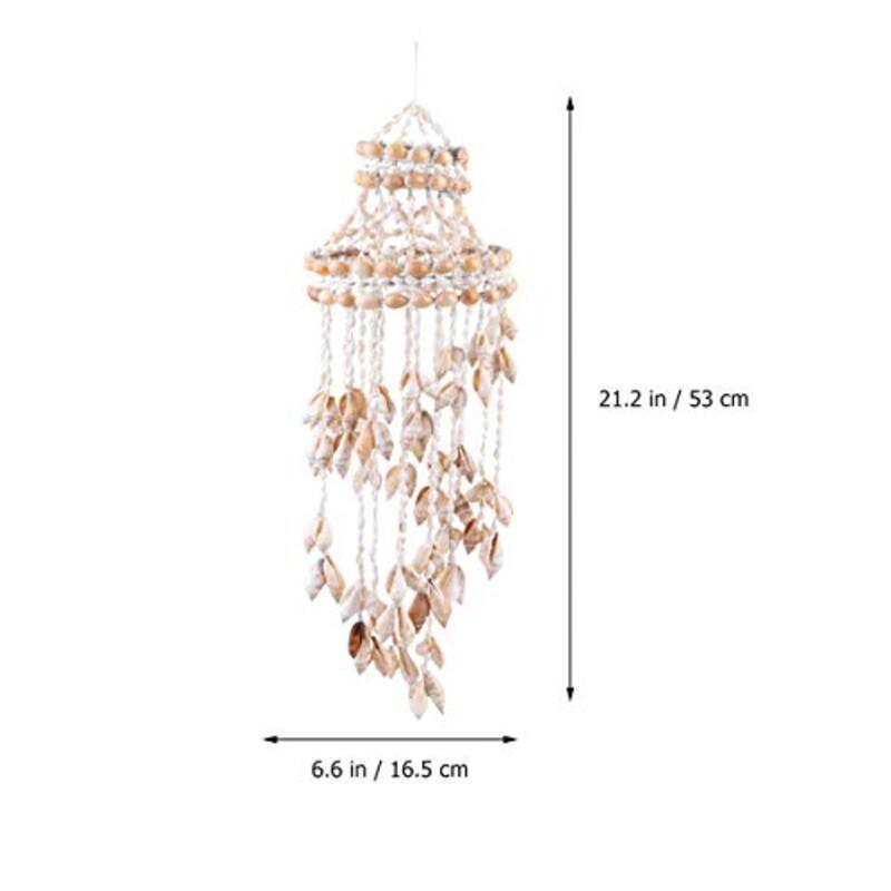 Healifty Beautiful Sea Shell Hanging Wind Chimes, White/Beige