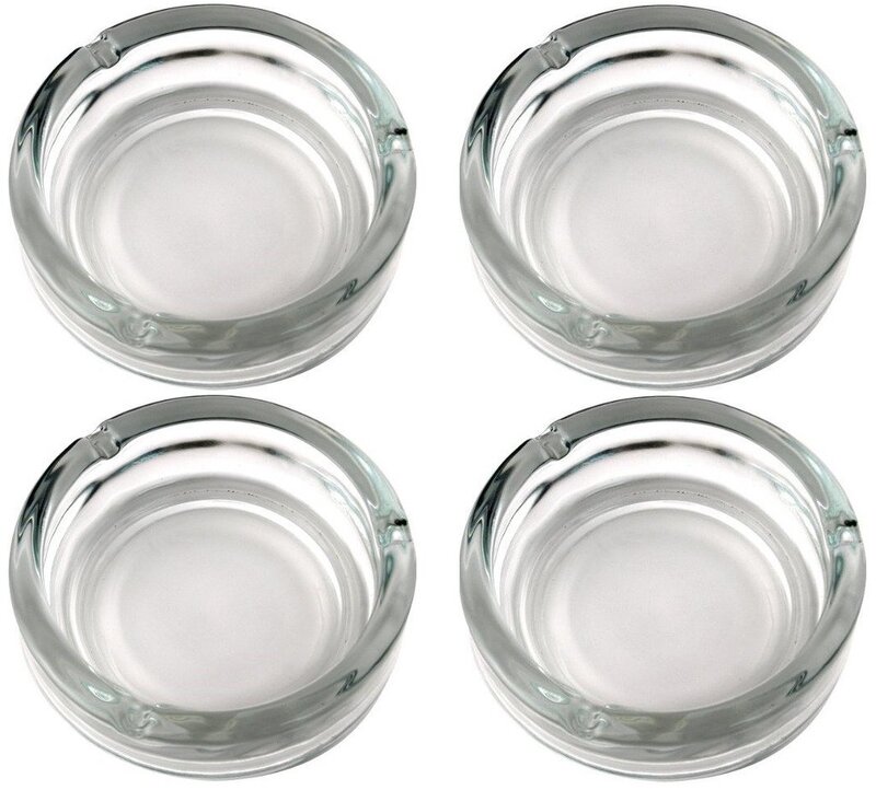 

Round a Clock Elegant Round Glass Ashtray, 4 Pieces, Clear