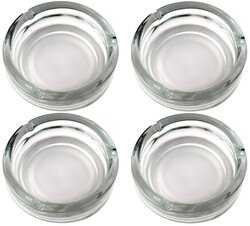 Round a Clock Elegant Round Glass Ashtray, 4 Pieces, Clear