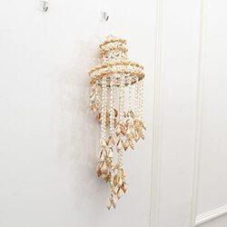 Healifty Beautiful Sea Shell Hanging Wind Chimes, White/Beige