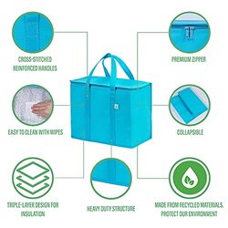 Veno Bag 2-Piece Insulated Reusable Grocery Bag, Cyan