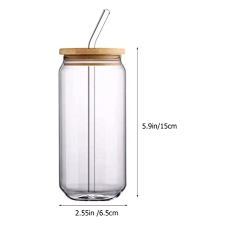 Yarnow 2-Piece Can Glass Tumblers with Lids and Straw, Clear