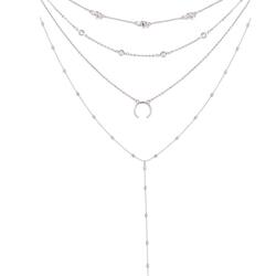 Multi Layer Choker Necklace for Women, Silver