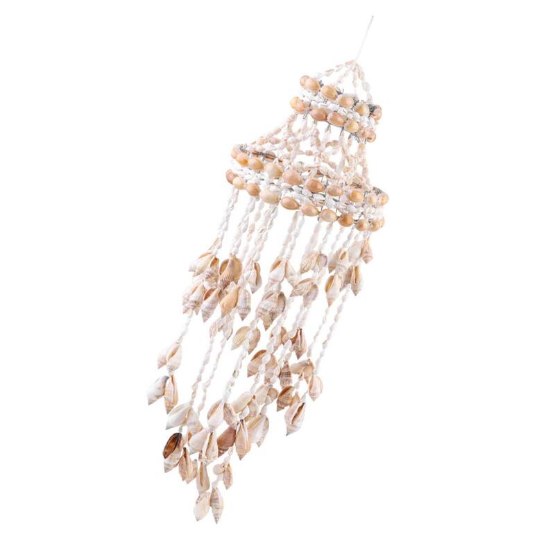 Healifty Beautiful Sea Shell Hanging Wind Chimes, White/Beige