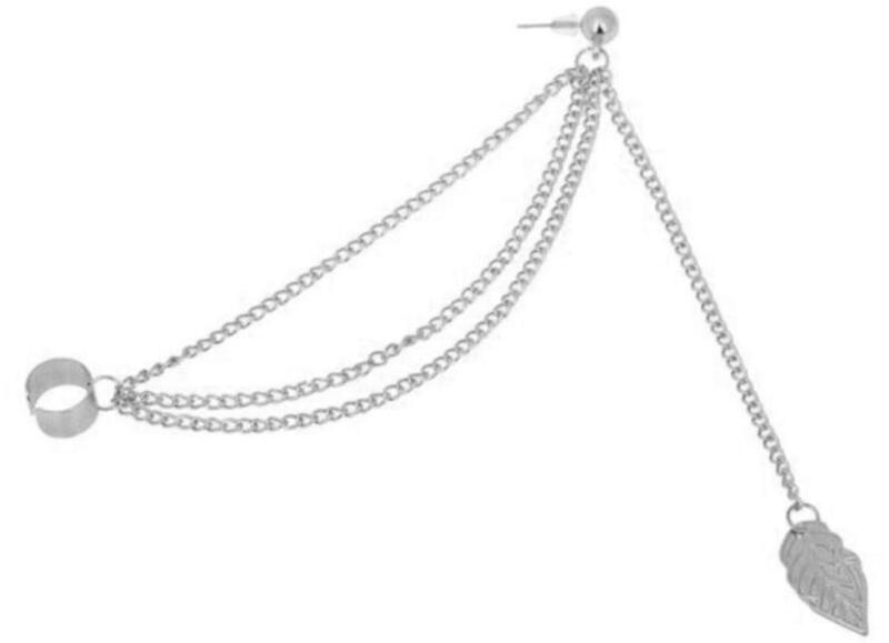 2-Piece Trendy linked Stud Earrings for Women, Silver