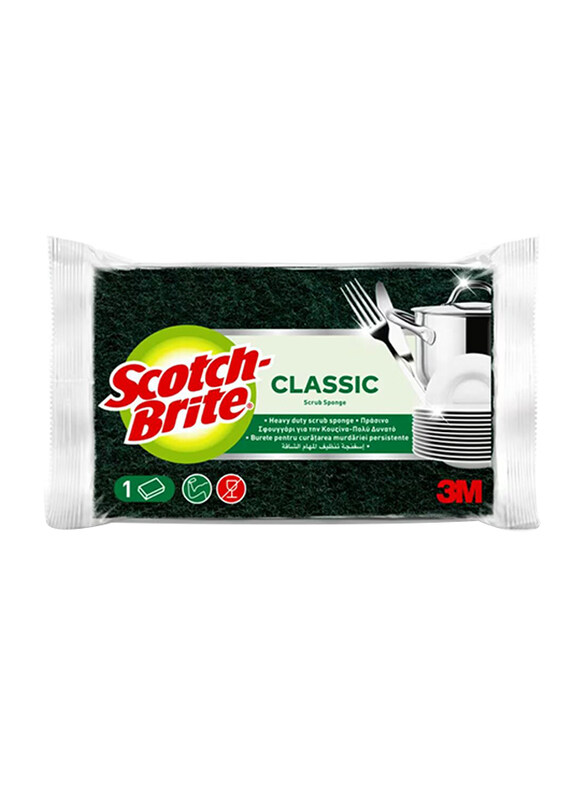 

3M Scotch Brite Classic Scrub Sponge, Green Laminate, 1 Piece