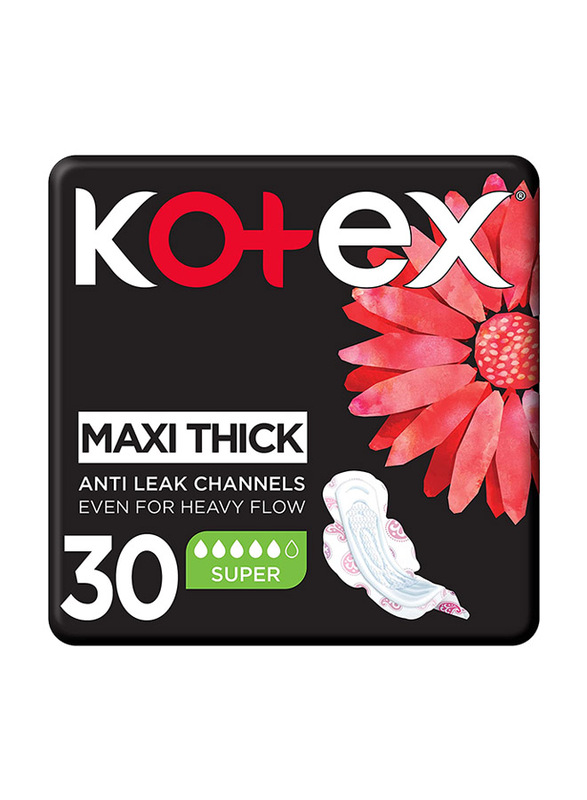 Kotex Super Maxi Thick Sanitary Pads, 30 Pads