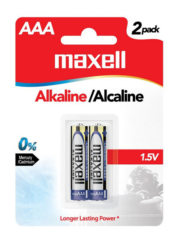 

Maxell AAA Alkaline 1.5V Batteries Longer Lasting Power, LRO3XL 2B, Multicolour