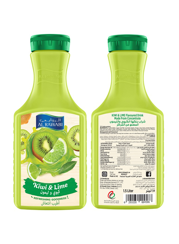 Al Rawabi Kiwi & Lime Concentrated Juice, 1.5 Liters
