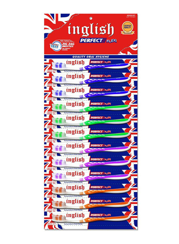 

Inglish Medium Soft Perfect Flexi Toothbrush, 12 Pieces