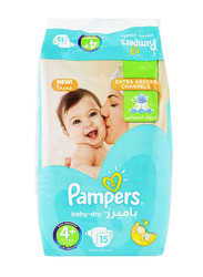 Pampers Active Baby Dry Diapers, Size 4 plus, 9-16 kg, Carry Pack, 15 Count